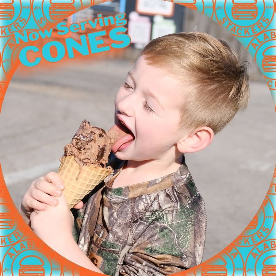 A kid with an ice cream cone