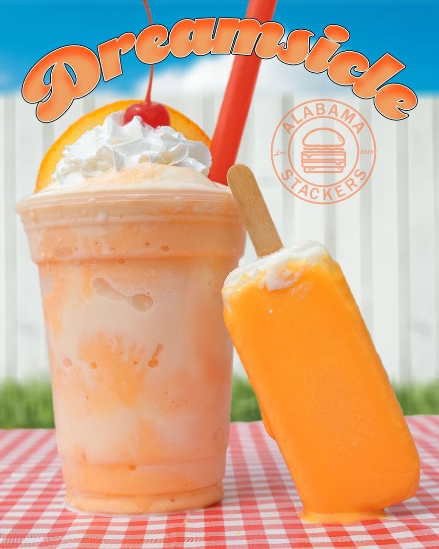 Dreamsicle milkshake with an orange creamsicle